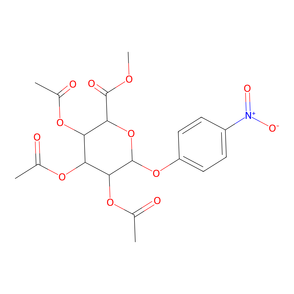 Methyl 3,4,5-triacetyloxy-6-(4-nitrophenoxy)oxane-2-carboxylate molecular structure, CAS 18472-49-6