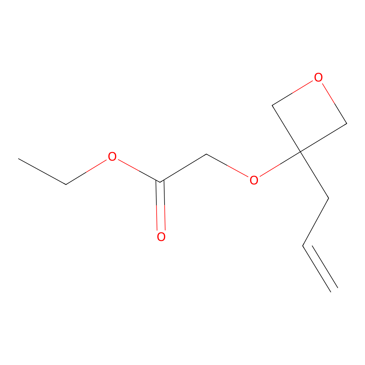 Ethyl 2-{[3-(prop-2-en-1-yl)oxetan-3-yl]oxy}acetate molecular structure, CAS 1847406-72-7
