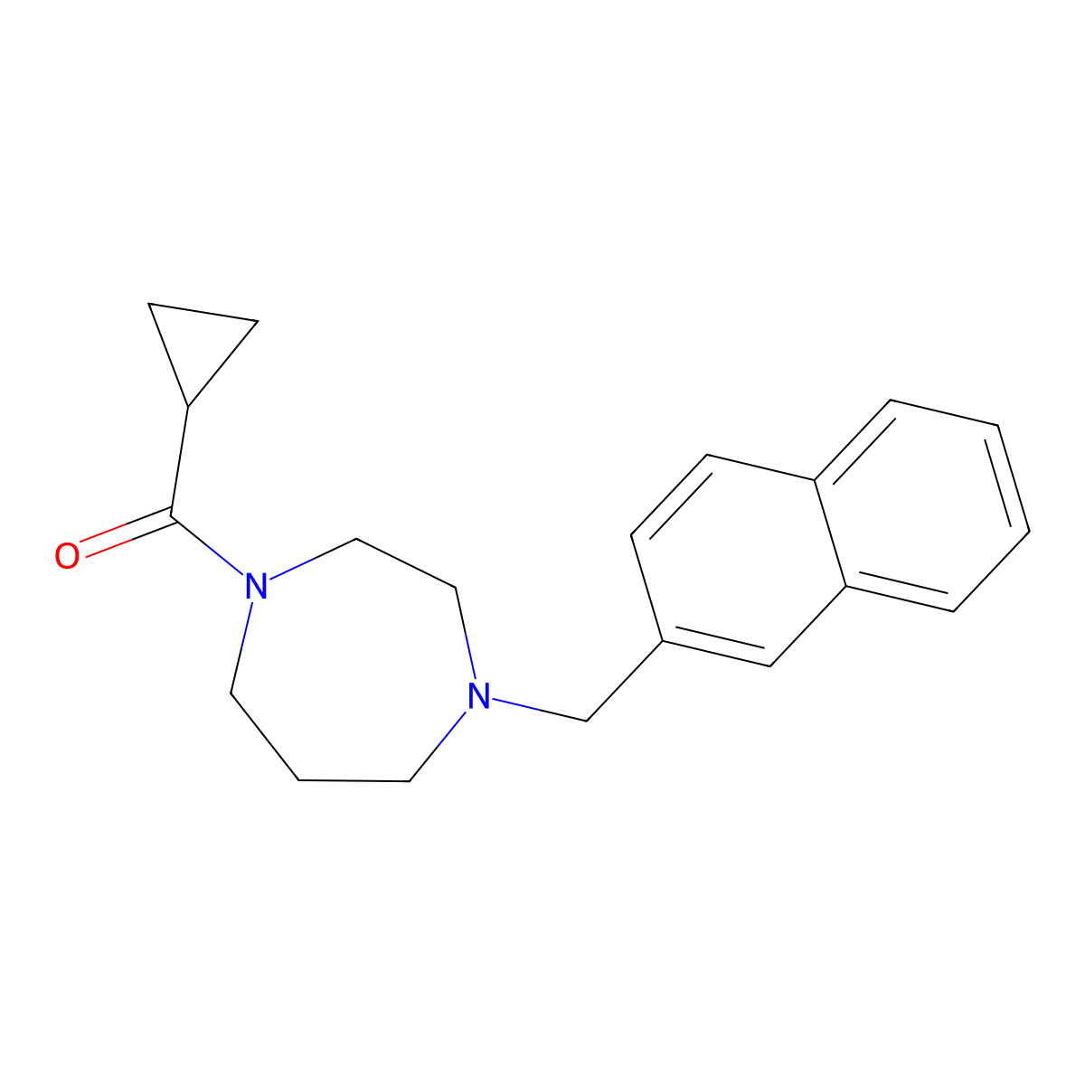 1-Cyclopropanecarbonyl-4-[(naphthalen-2-yl)methyl]-1,4-diazepane molecular structure, CAS 1847444-02-3