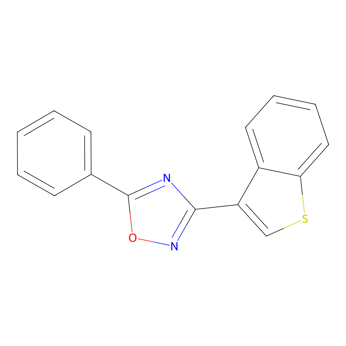 3-(1-Benzothiophen-3-yl)-5-phenyl-1,2,4-oxadiazole molecular structure, CAS 1847459-97-5