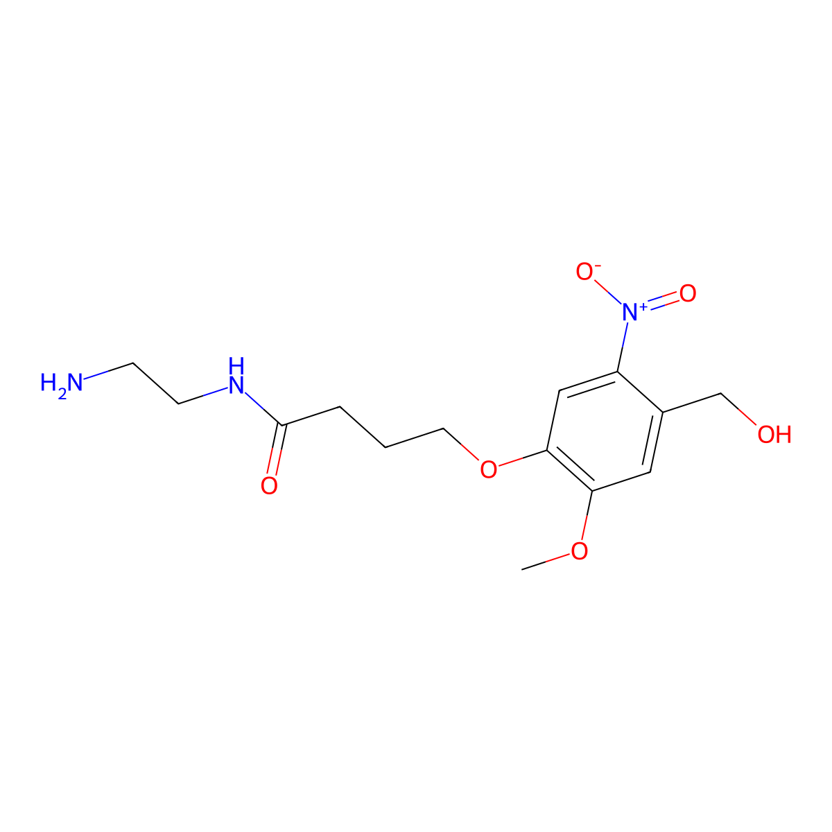 N-(2-aminoethyl)-4-[4-(hydroxymethyl)-2-methoxy-5-nitrophenoxy]-butanamide molecular structure, CAS 1847466-35-6