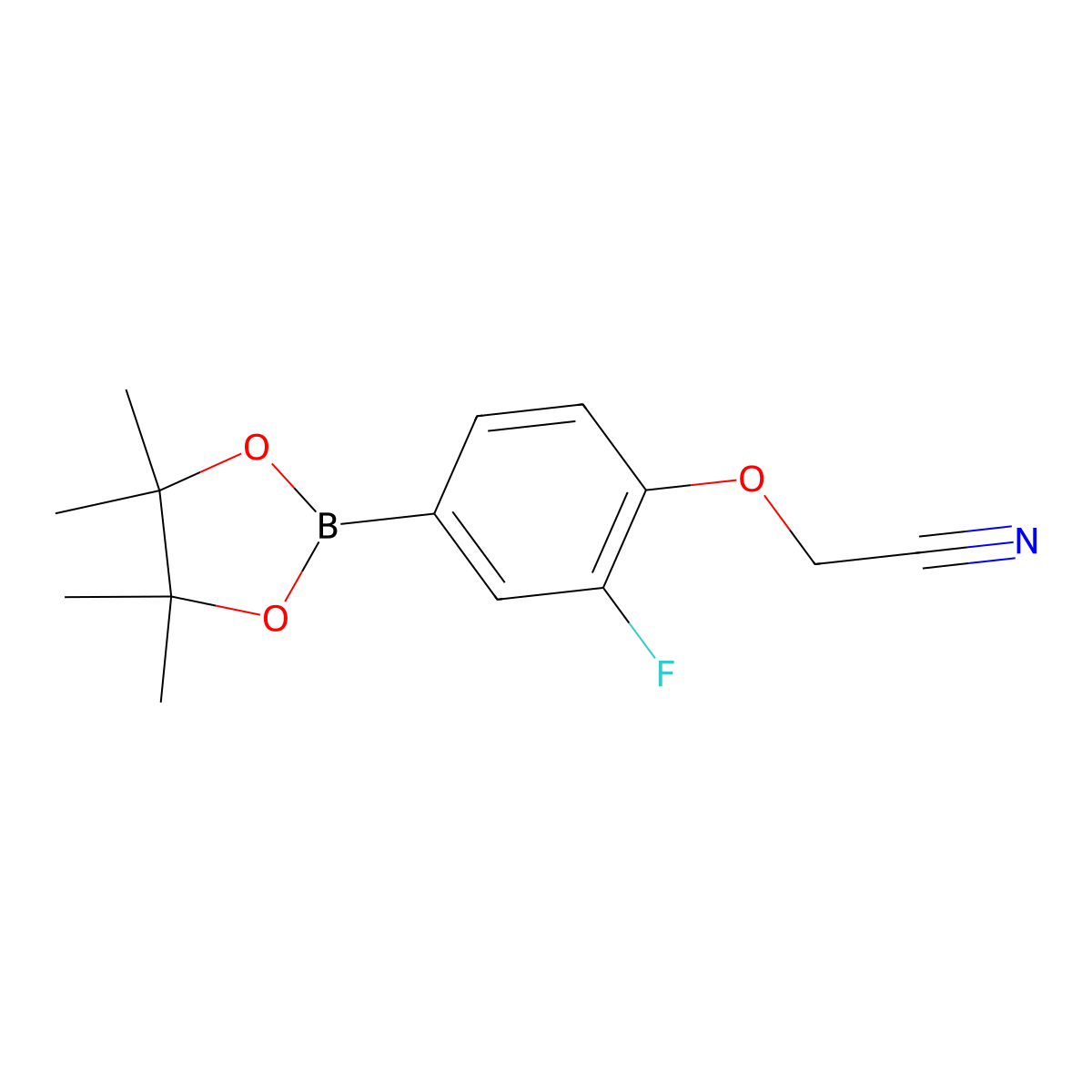 2-(2-Fluoro-4-(4,4,5,5-tetramethyl-1,3,2-dioxaborolan-2-yl)phenoxy)acetonitrile molecular structure, CAS 1847480-32-3