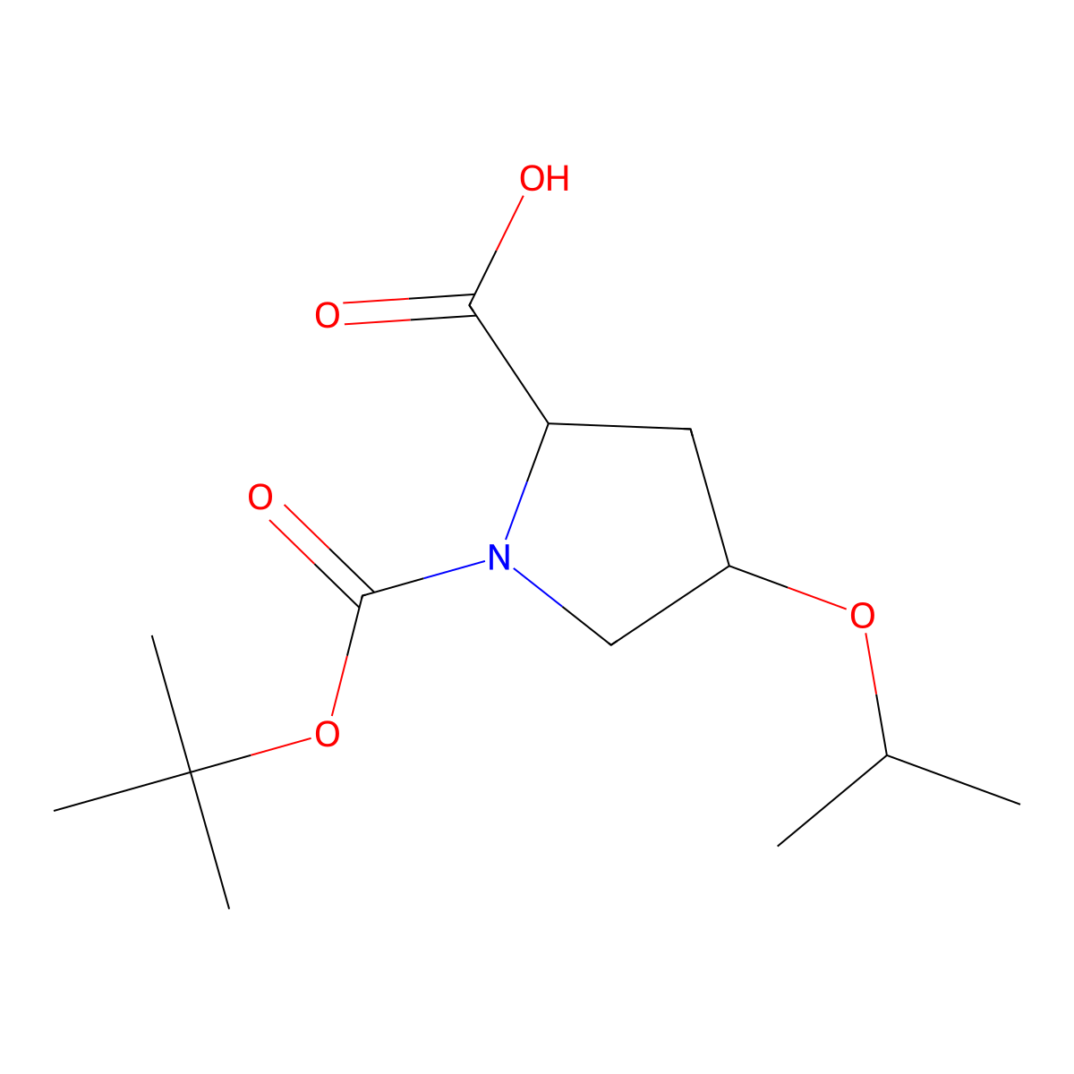 (2S,4R)-1-(tert-Butoxycarbonyl)-4-isopropoxypyrrolidine-2-carboxylic acid molecular structure, CAS 1847485-79-3