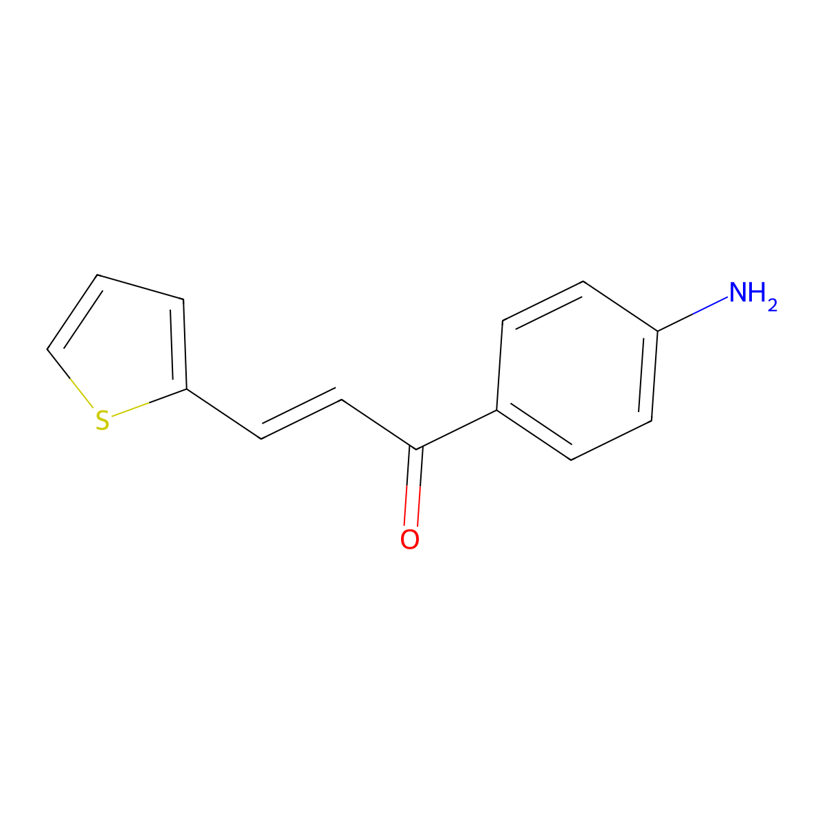 (2E)-1-(4-Aminophenyl)-3-(2-thienyl)-prop-2-EN-1-one molecular structure, CAS 184774-59-2