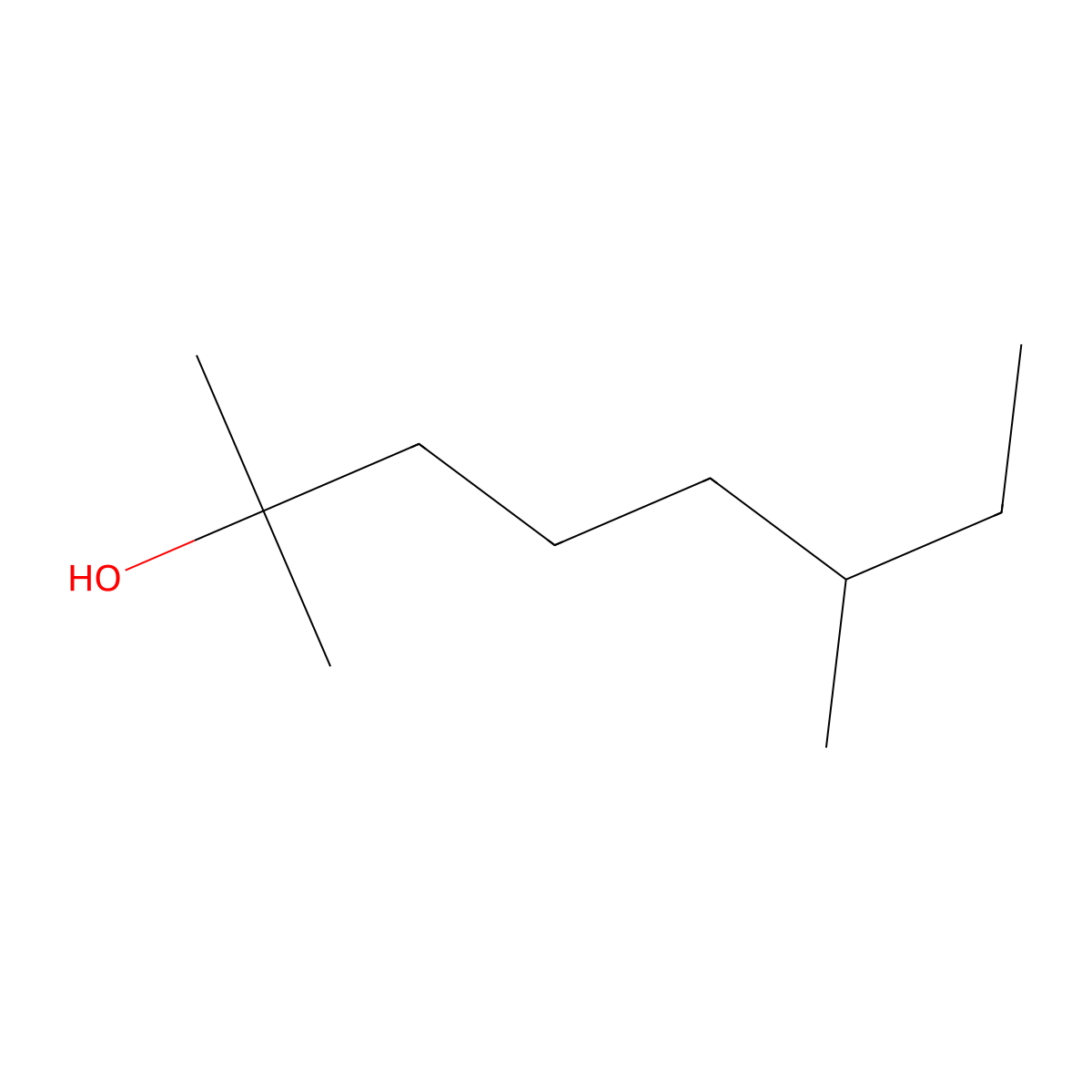 Tetrahydromyrcenol molecular structure, CAS 18479-57-7