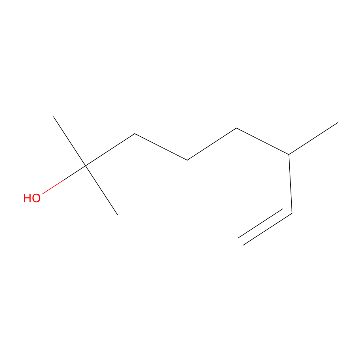 Dihydromyrcenol molecular structure, CAS 18479-58-8