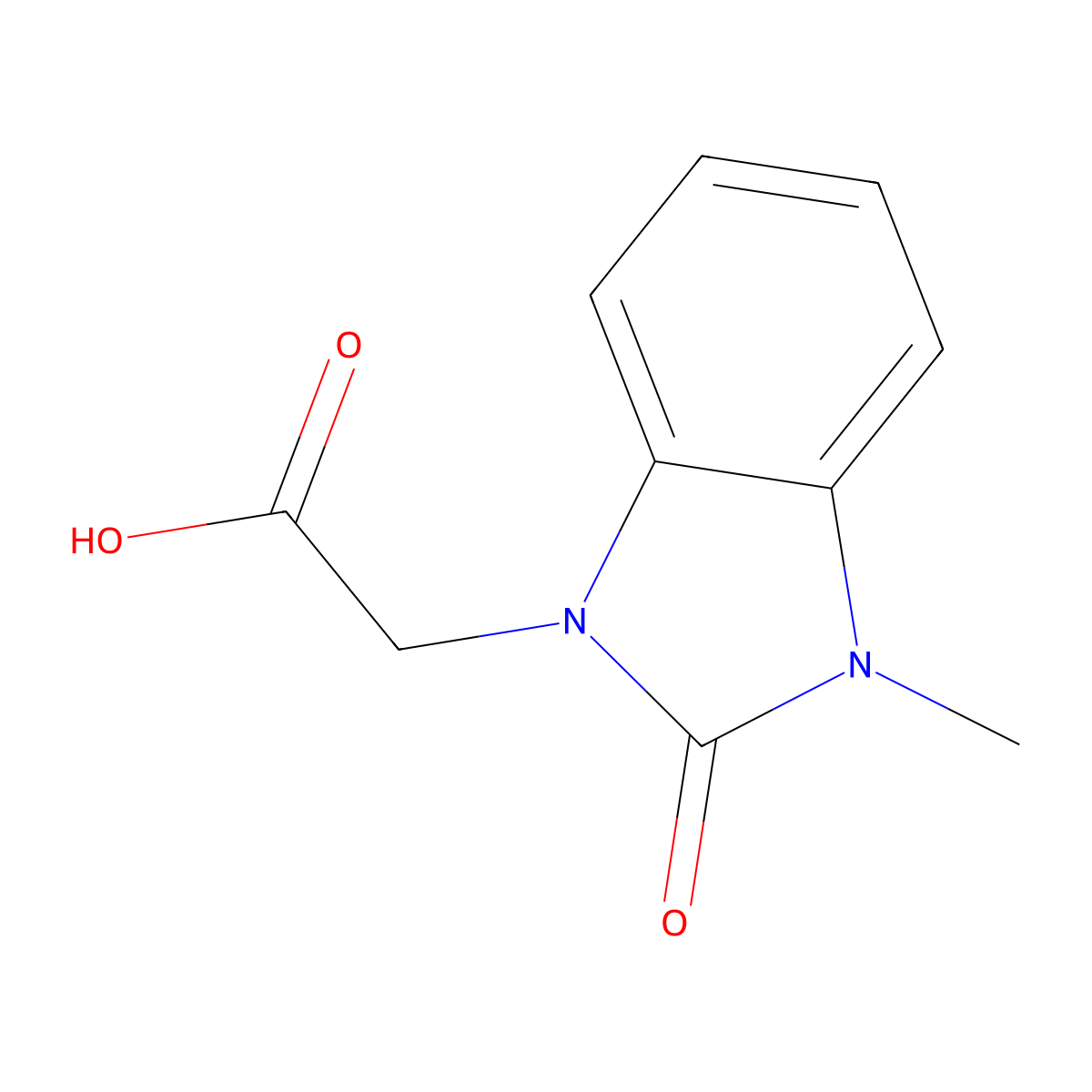 2-(3-methyl-2-oxo-2,3-dihydro-1H-1,3-benzodiazol-1-yl)acetic acid molecular structure, CAS 1848-90-4