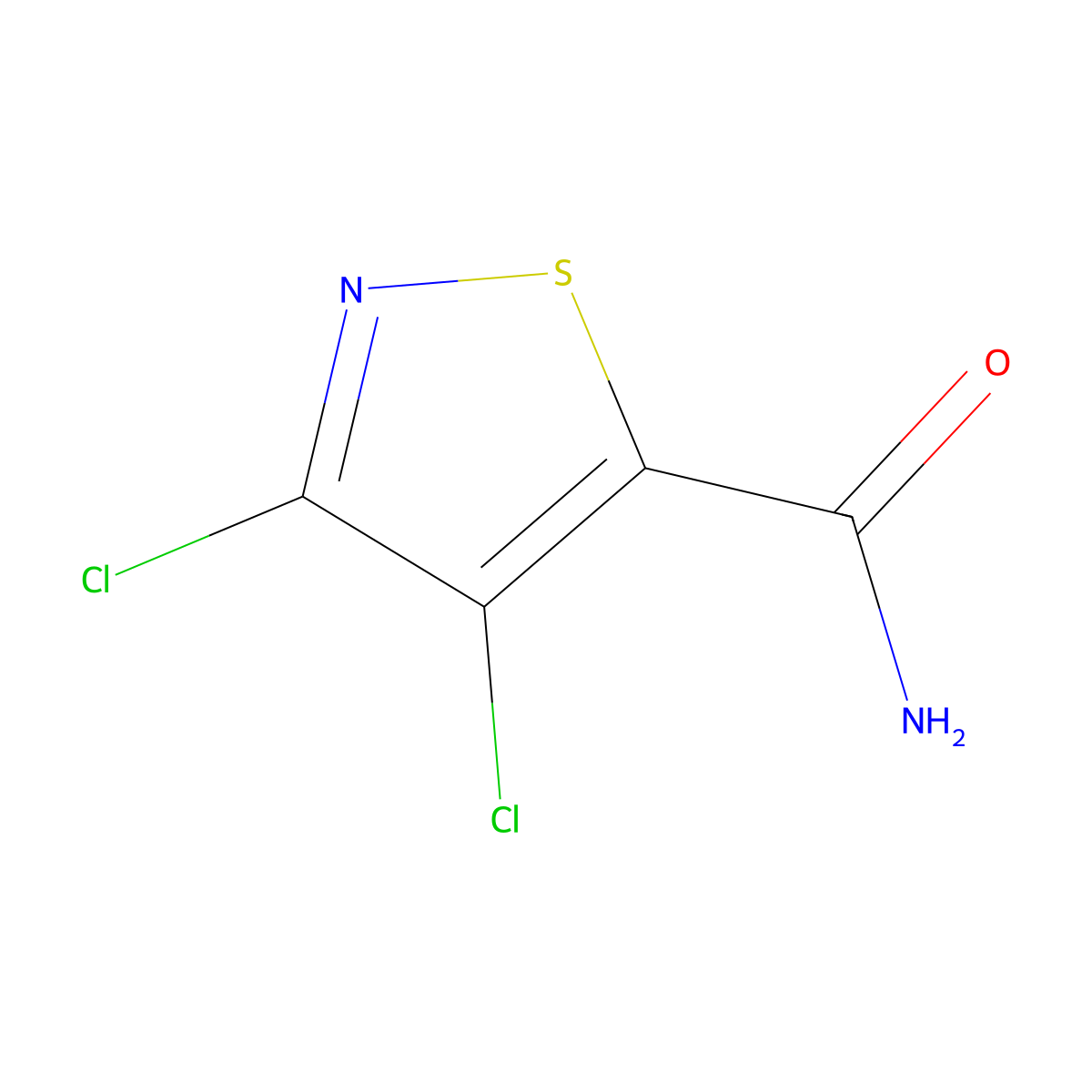 3,4-Dichloro-5-isothiazolecarboxylic acid amide molecular structure, CAS 18480-55-2