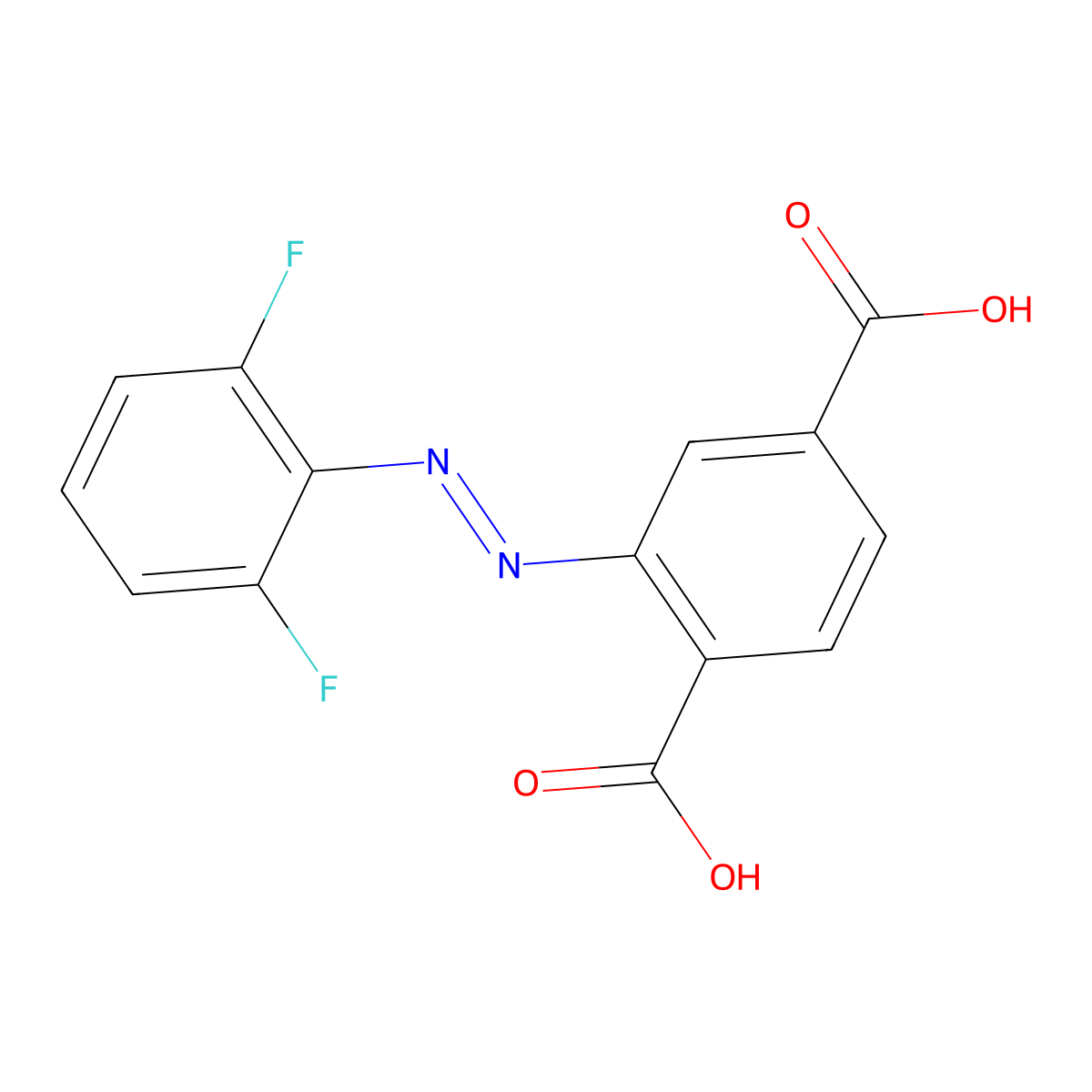 (E)-2-((2,6-Difluorophenyl)diazenyl)terephthalic acid molecular structure, CAS 1848205-61-7