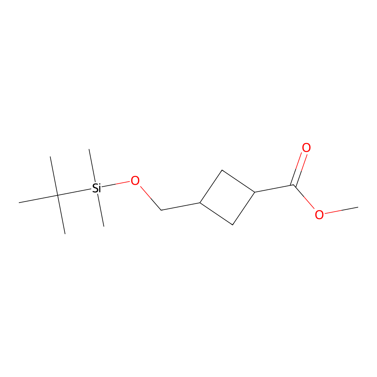 Methyl 3-(((tert-butyldimethylsilyl)oxy)methyl)cyclobutane-1-carboxylate molecular structure, CAS 1848239-63-3