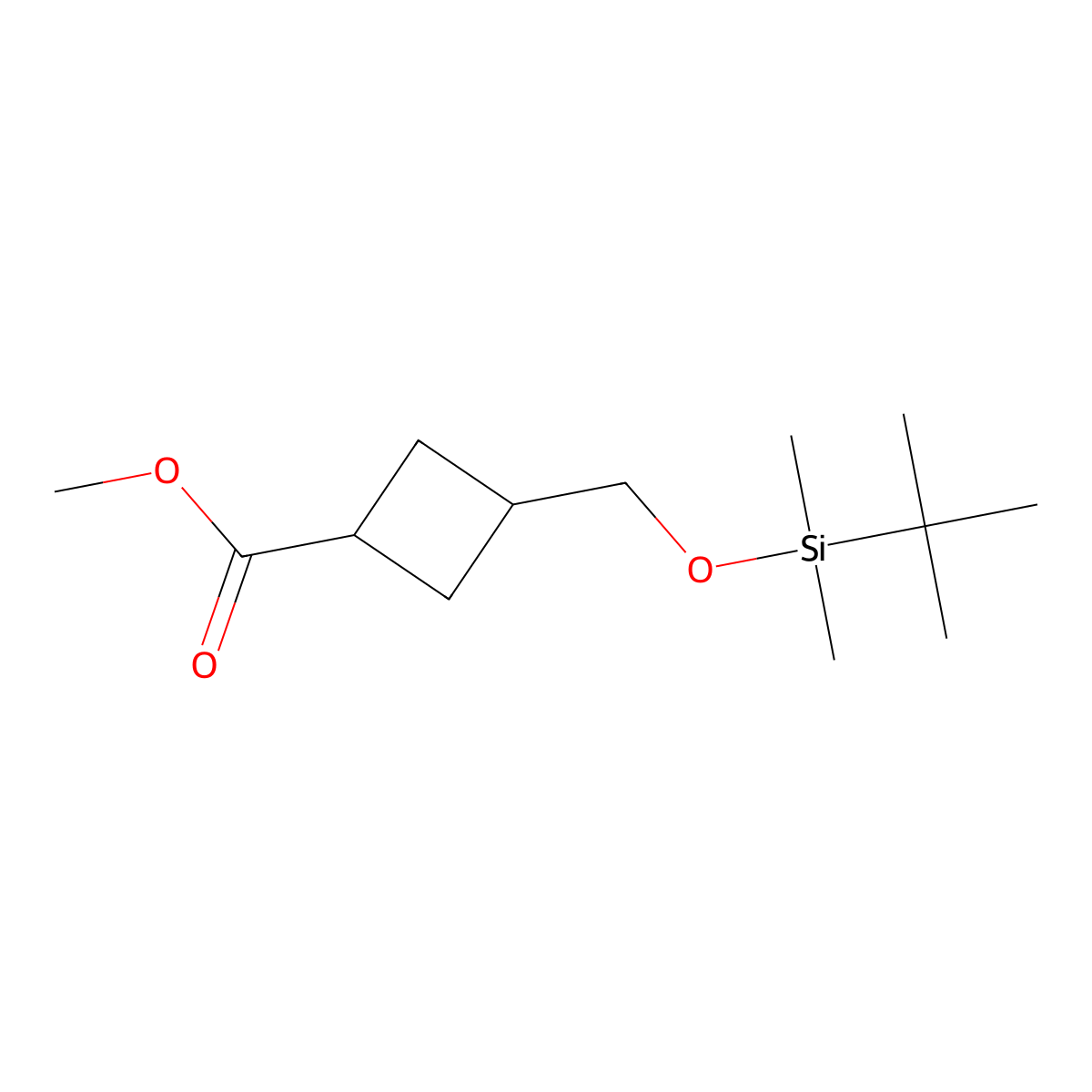 Methyl 3-(((tert-butyldimethylsilyl)oxy)methyl)cyclobutane-1-carboxylate molecular structure, CAS 1848239-63-3