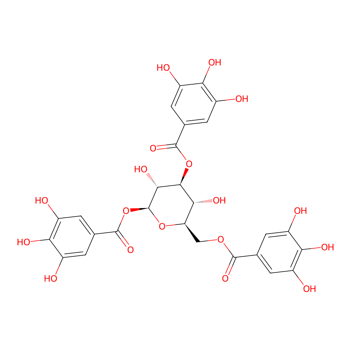 1,3,6-Tri-O-Galloyl-Beta-D-Glucose molecular structure, CAS 18483-17-5
