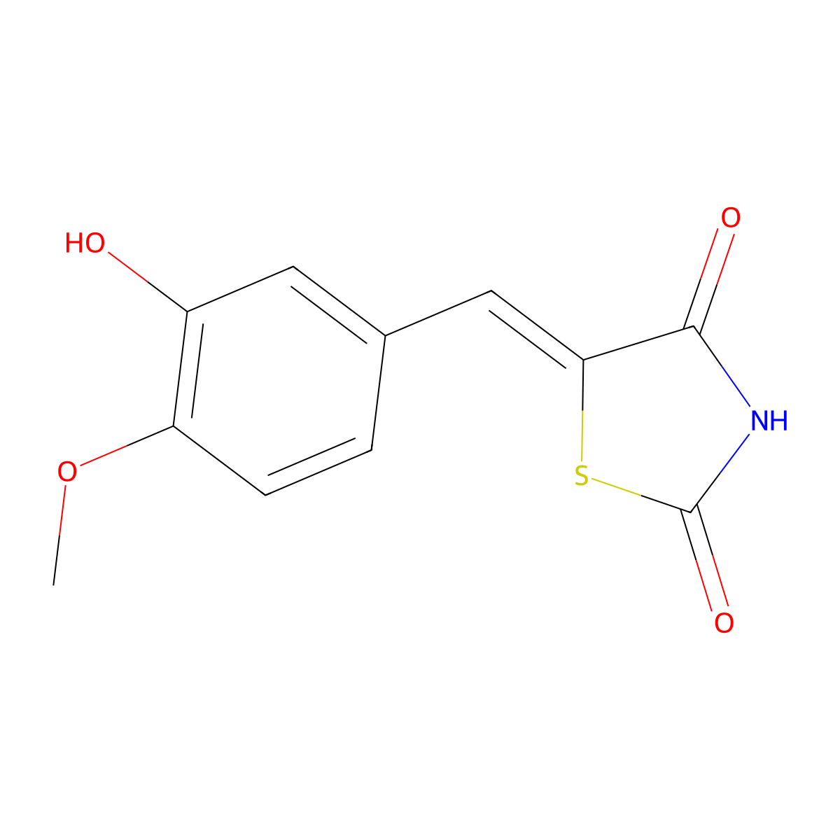 (5Z)-5-(3-hydroxy-4-methoxybenzylidene)-1,3-thiazolidine-2,4-dione molecular structure, CAS 184840-76-4