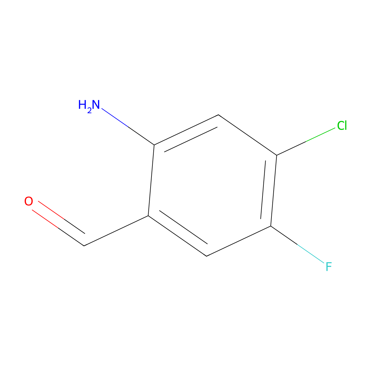 2-Amino-4-chloro-5-fluorobenzaldehyde molecular structure, CAS 184844-05-1