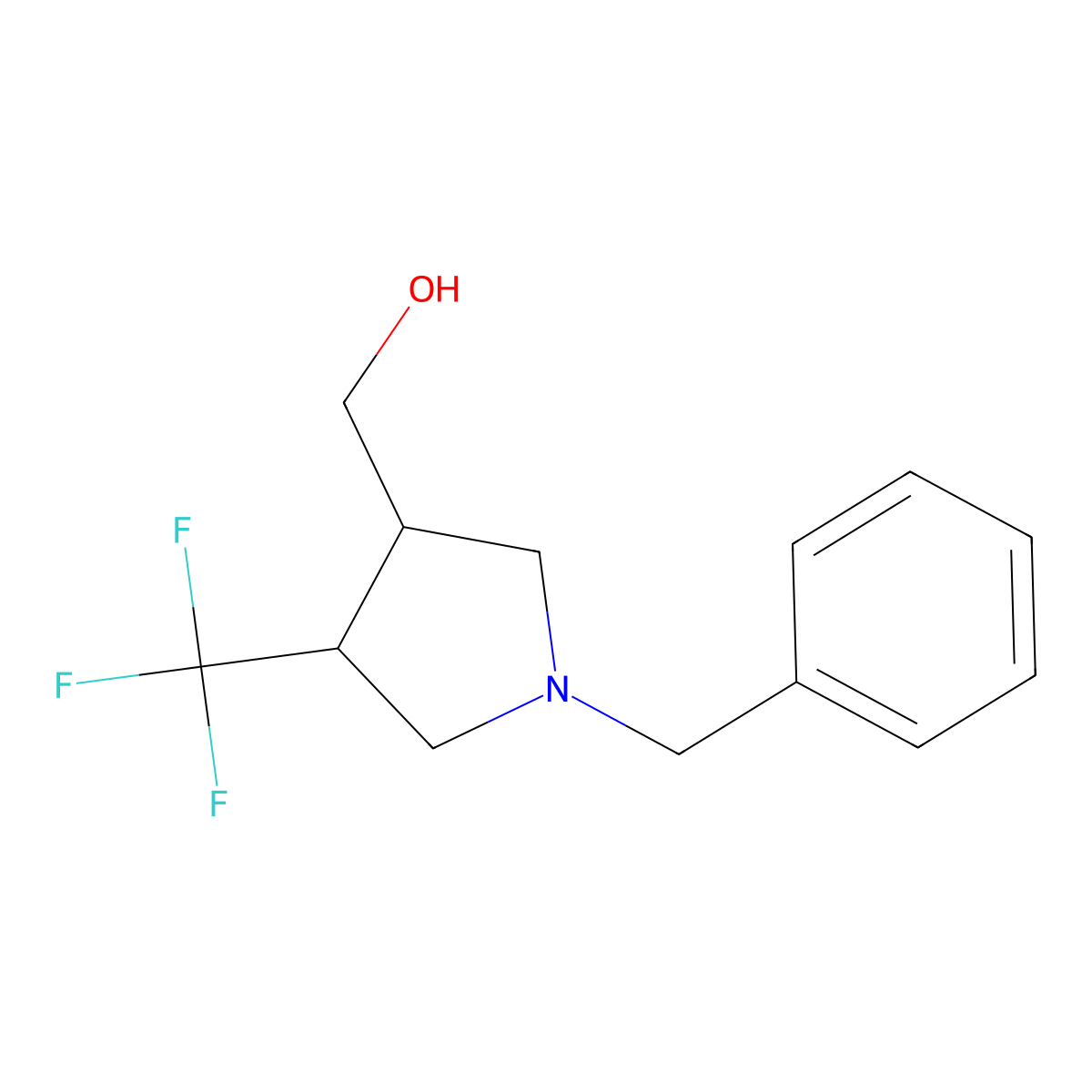 trans-(1-Benzyl-4-(trifluoromethyl)pyrrolidin-3-yl)methanol molecular structure, CAS 184844-98-2