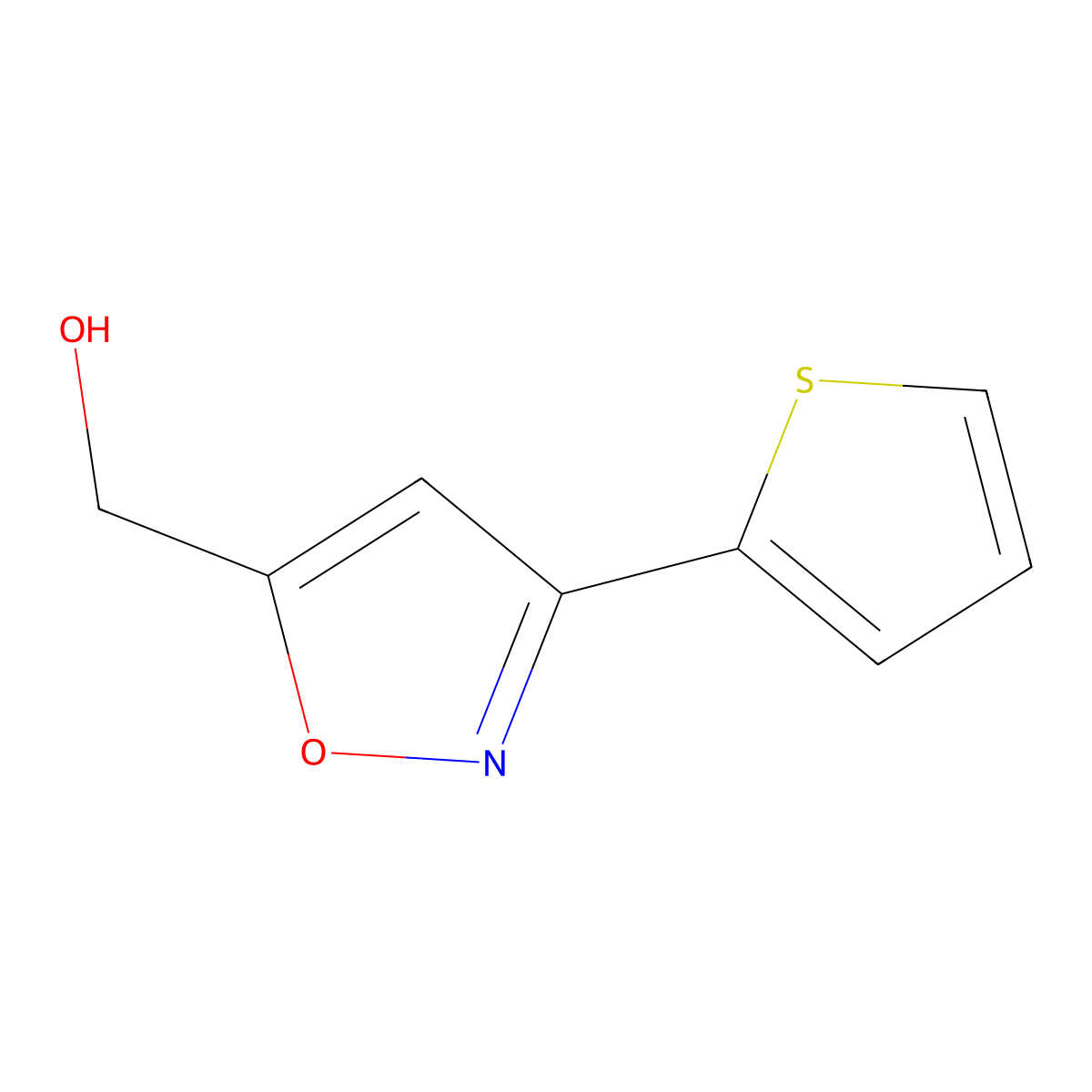 [3-(Thiophen-2-yl)-1,2-oxazol-5-yl]methanol molecular structure, CAS 184868-43-7