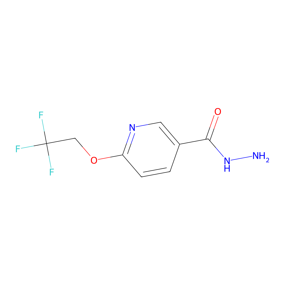 3-Pyridinecarboxylic acid, 6-(2,2,2-trifluoroethoxy)-, hydrazide molecular structure, CAS 184877-73-4