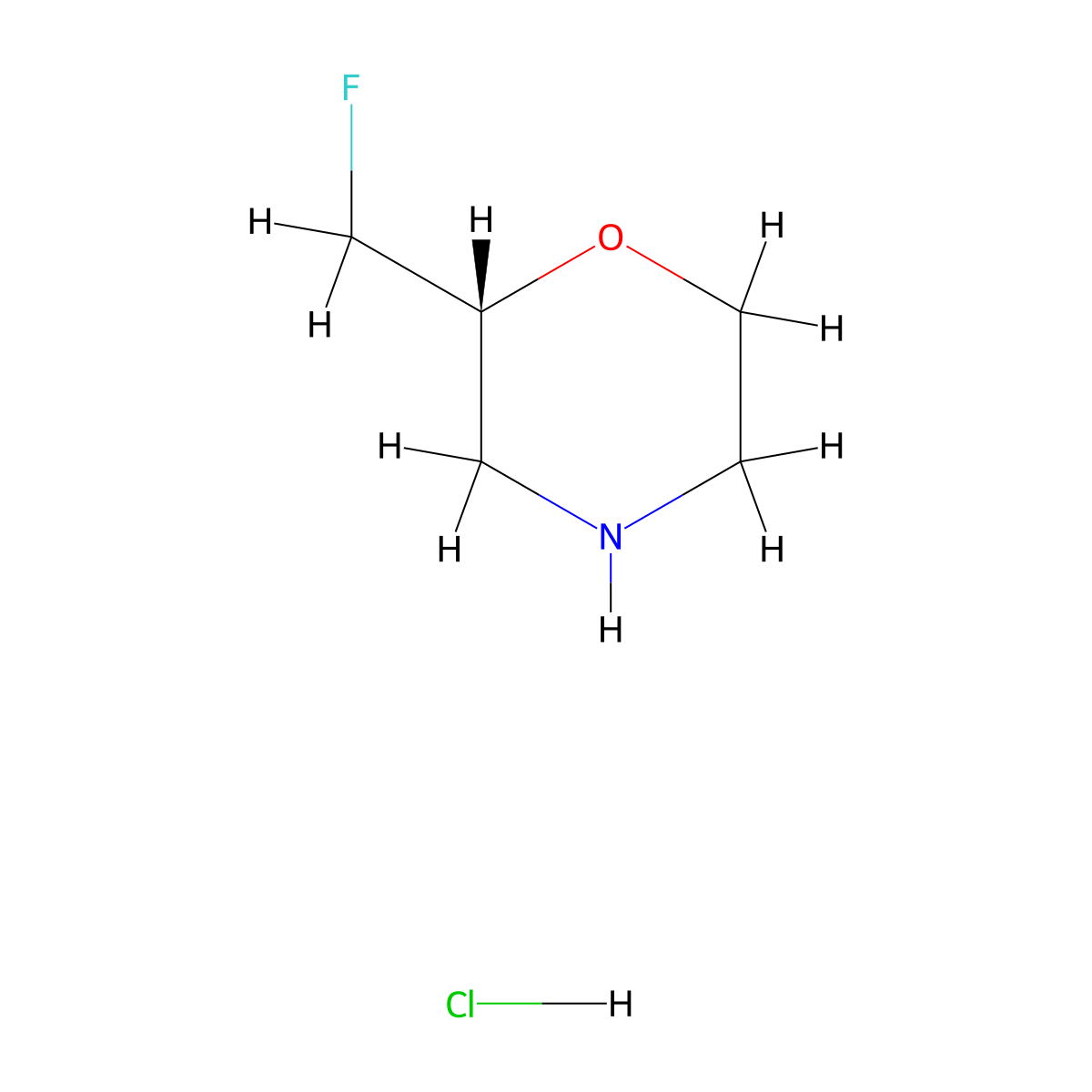 (2R)-2-(fluoromethyl)morpholine hydrochloride molecular structure, CAS 1848952-54-4