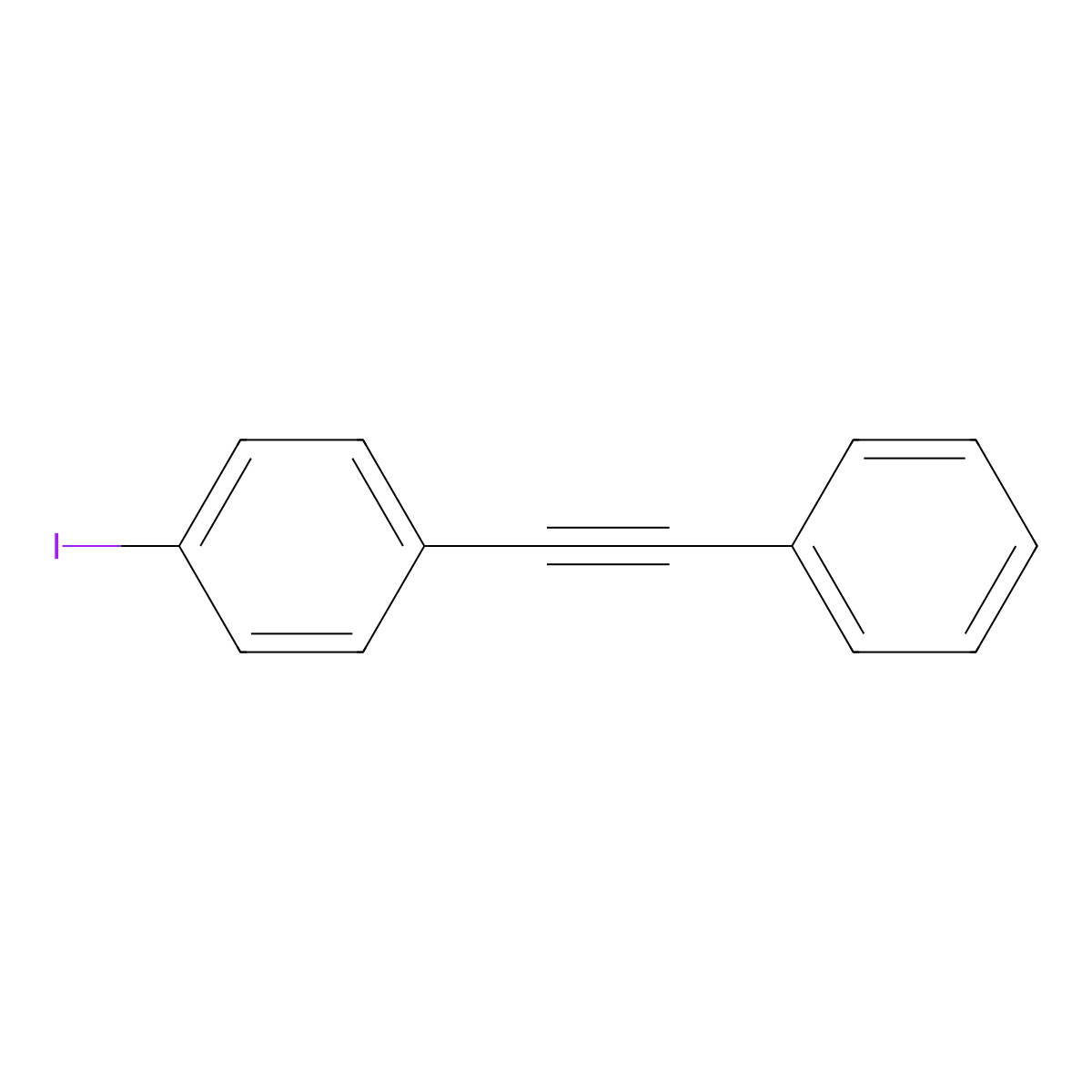 1-Iodo-4-(phenylethynyl)benzene molecular structure, CAS 1849-28-1