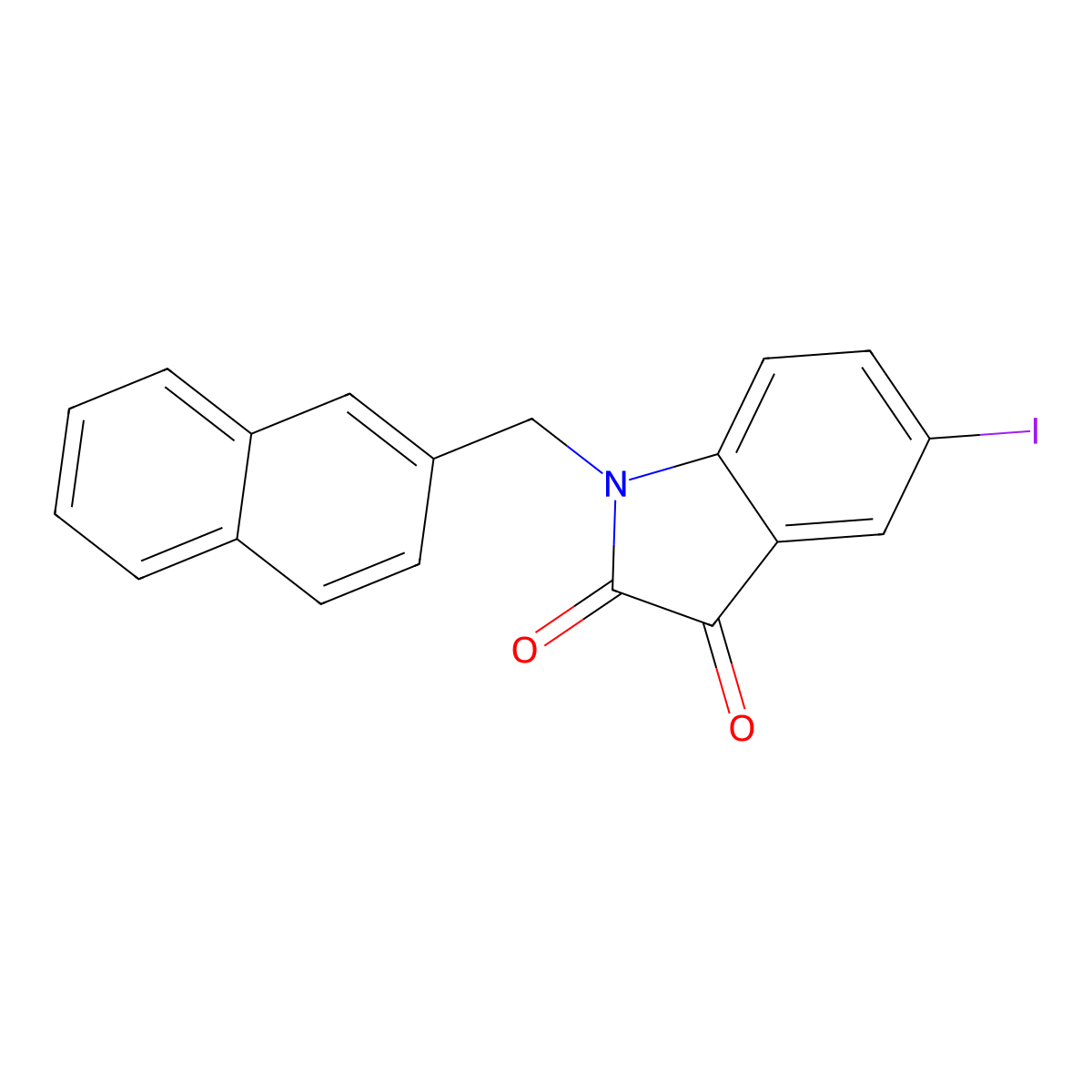 5-Iodo-1-(naphthalen-2-ylmethyl)indoline-2,3-dione molecular structure, CAS 184905-10-0