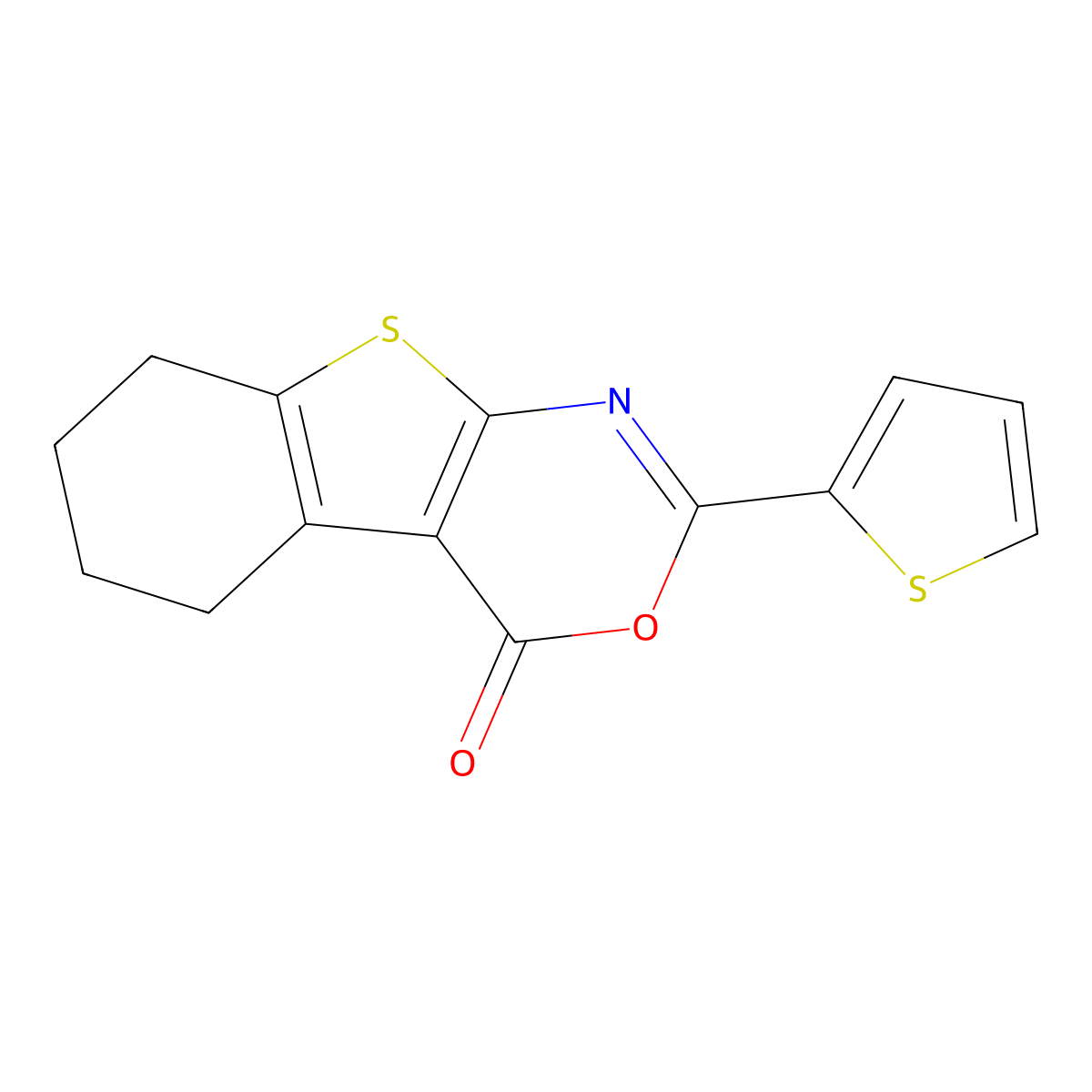 2-Thiophen-2-yl-5,6,7,8-tetrahydro-[1]benzothiolo[2,3-d][1,3]oxazin-4-one molecular structure, CAS 184906-68-1