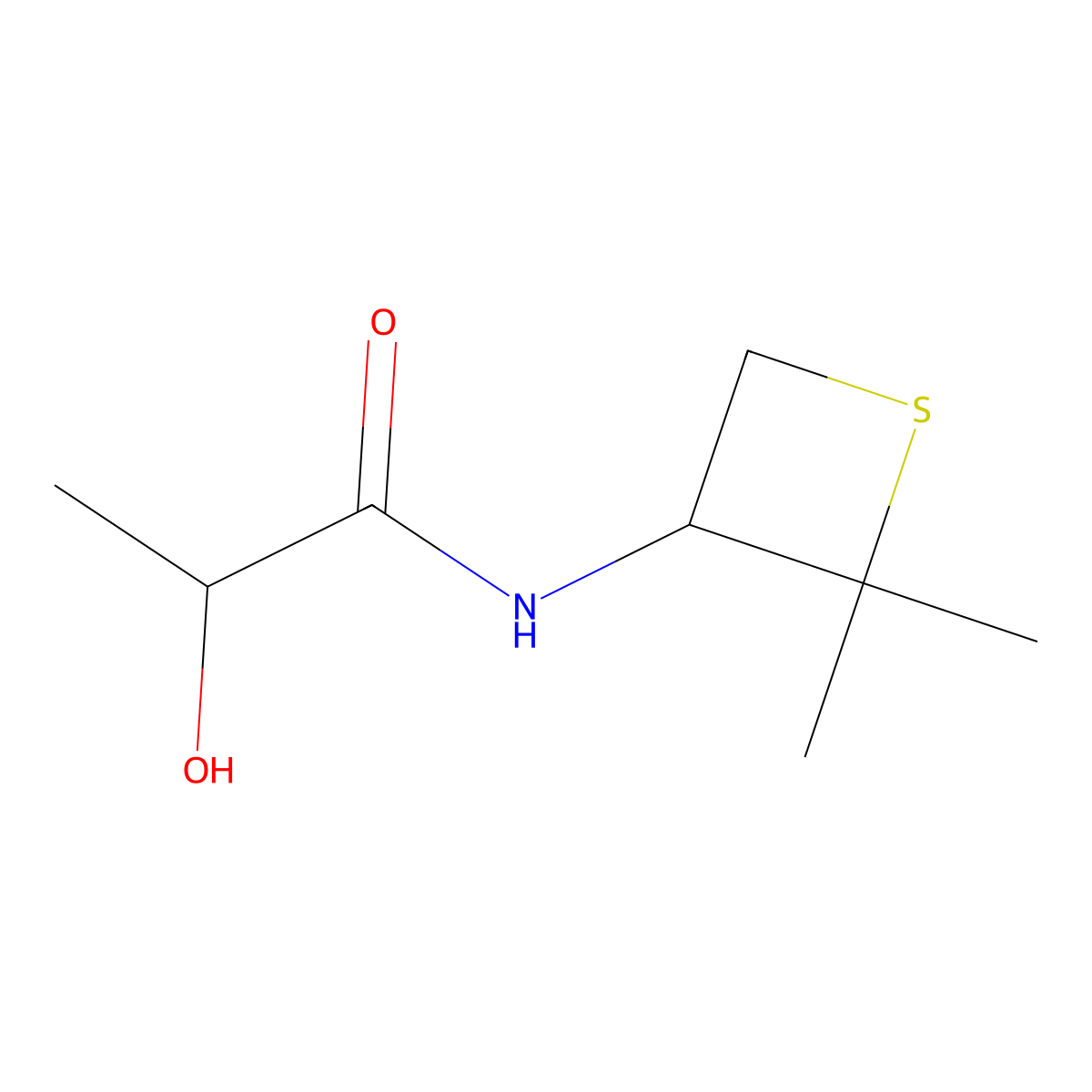 (2R)-N-(2,2-Dimethylthietan-3-yl)-2-hydroxypropanamide molecular structure, CAS 1849062-57-2