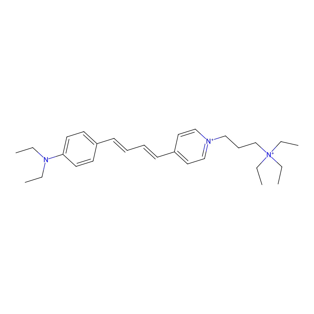 3-[4-[4-[4-(Diethylamino)phenyl]buta-1,3-dienyl]pyridin-1-ium-1-yl]propyl-triethylazanium molecular structure, CAS 184909-07-7