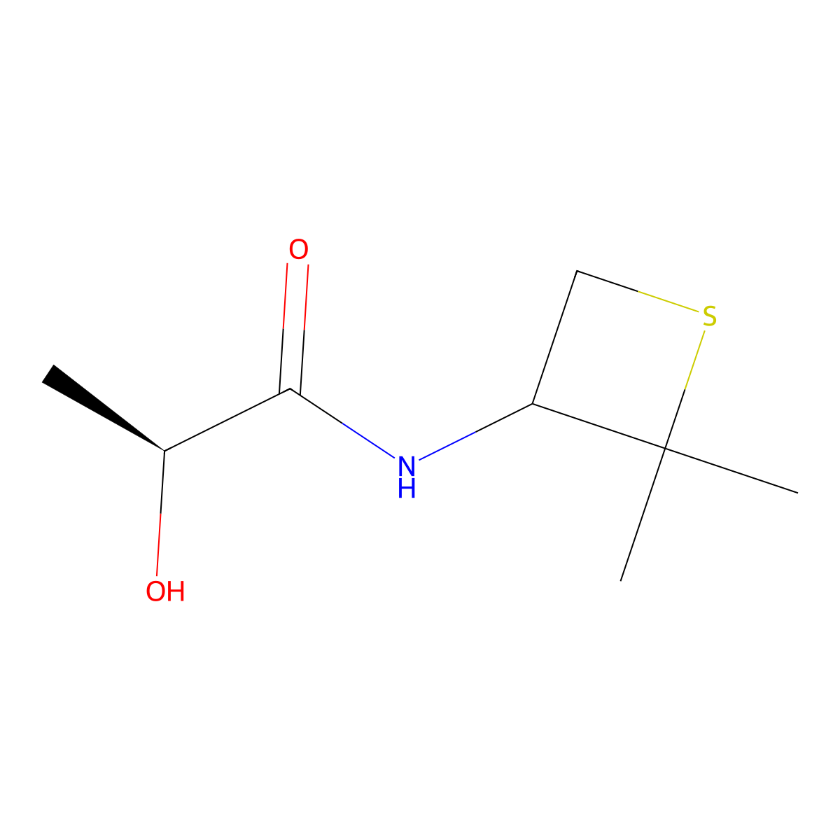 (2S)-N-(2,2-Dimethylthietan-3-yl)-2-hydroxypropanamide molecular structure, CAS 1849167-01-6