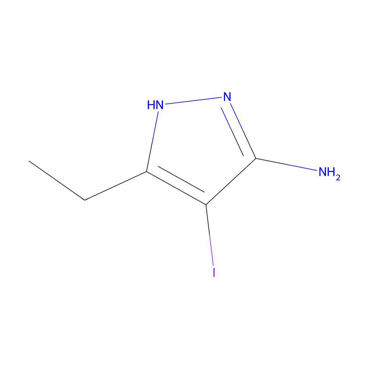 3-ethyl-4-iodo-1H-pyrazol-5-amine molecular structure, CAS 1849181-38-9