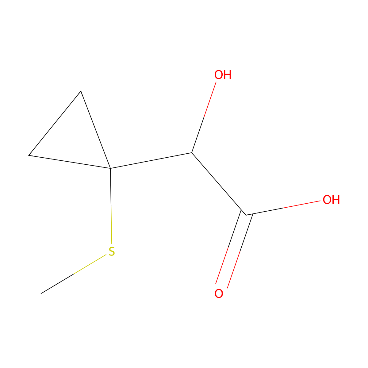 2-Hydroxy-2-(1-methylsulfanylcyclopropyl)acetic acid molecular structure, CAS 1849181-65-2