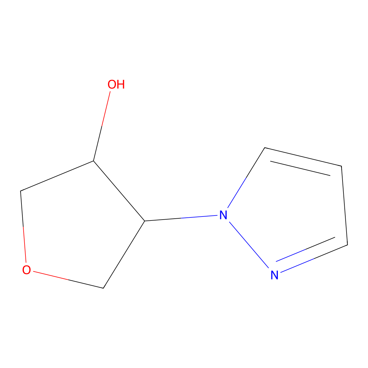 4-(1H-pyrazol-1-yl)oxolan-3-ol molecular structure, CAS 1849183-82-9