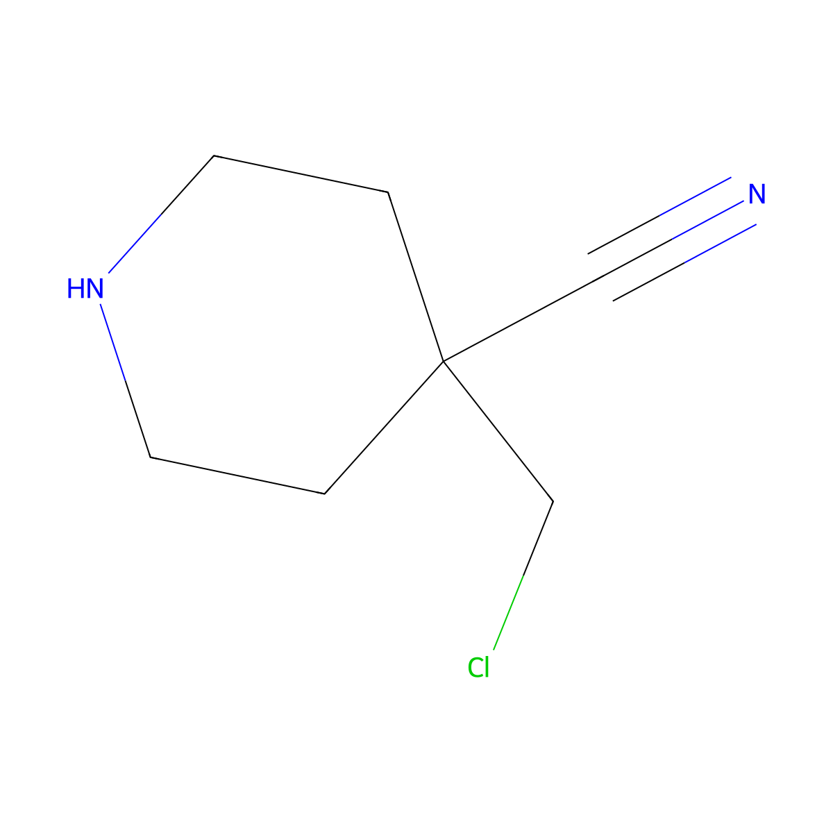 4-(Chloromethyl)piperidine-4-carbonitrile molecular structure, CAS 1849198-30-6