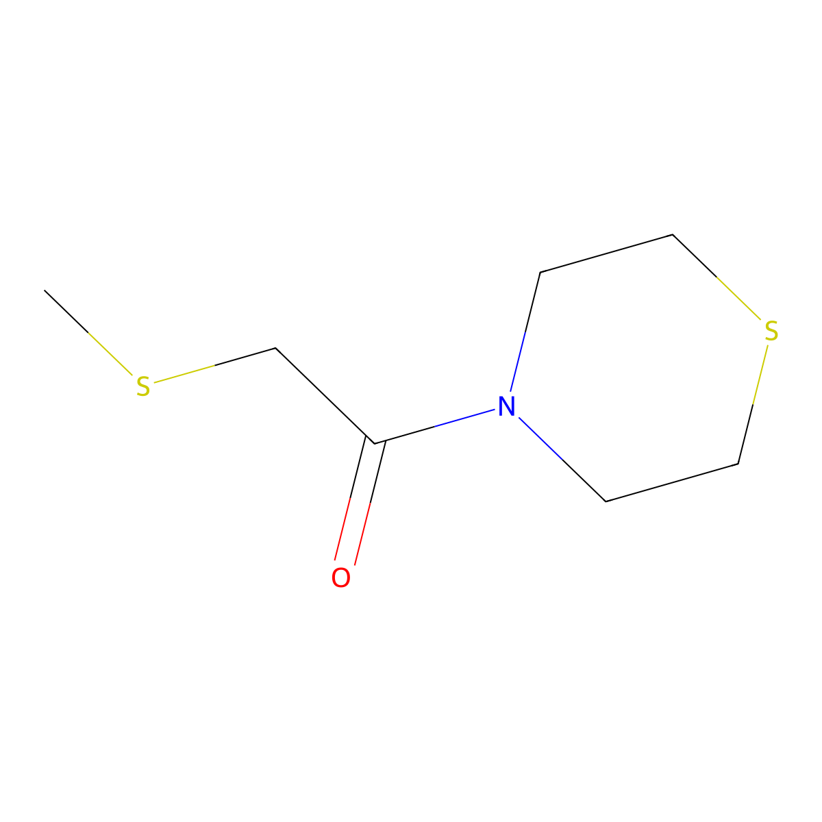 2-(Methylsulfanyl)-1-(thiomorpholin-4-yl)ethan-1-one molecular structure, CAS 1849200-79-8