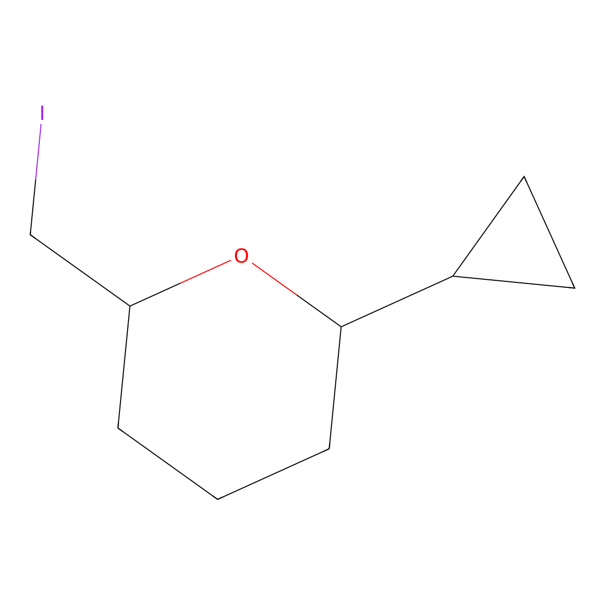 2-Cyclopropyl-6-(iodomethyl)oxane molecular structure, CAS 1849204-12-1