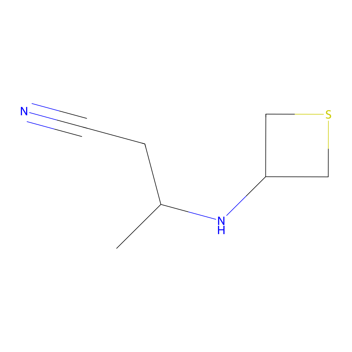3-(Thietan-3-ylamino)butanenitrile molecular structure, CAS 1849215-75-3