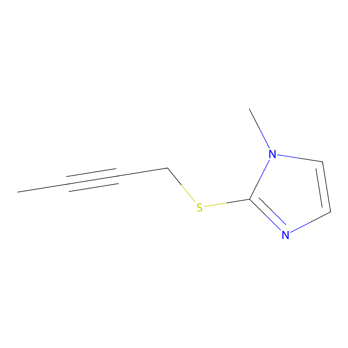 2-(but-2-yn-1-ylsulfanyl)-1-methyl-1H-imidazole molecular structure, CAS 1849215-83-3