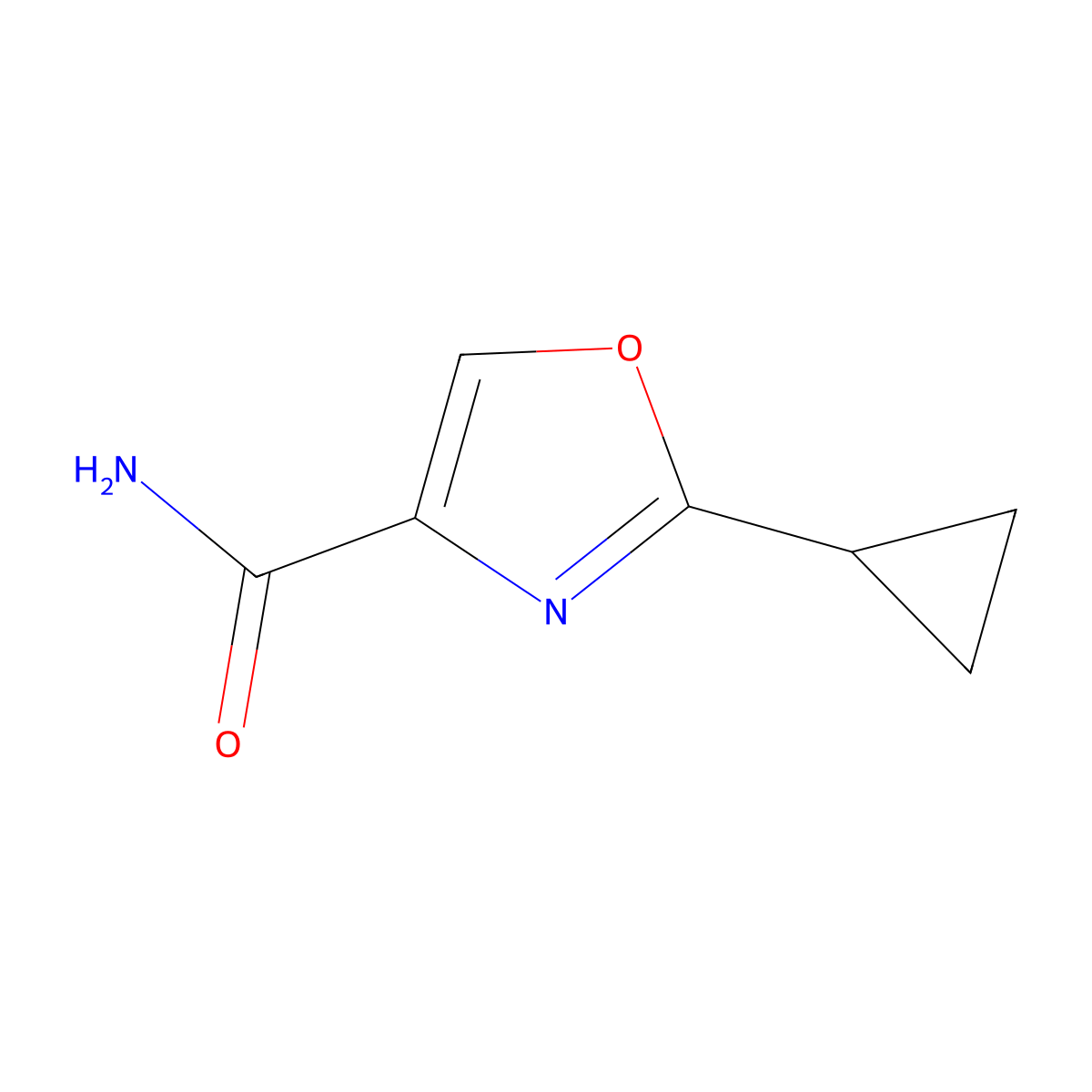 2-Cyclopropyl-1,3-oxazole-4-carboxamide molecular structure, CAS 1849221-31-3