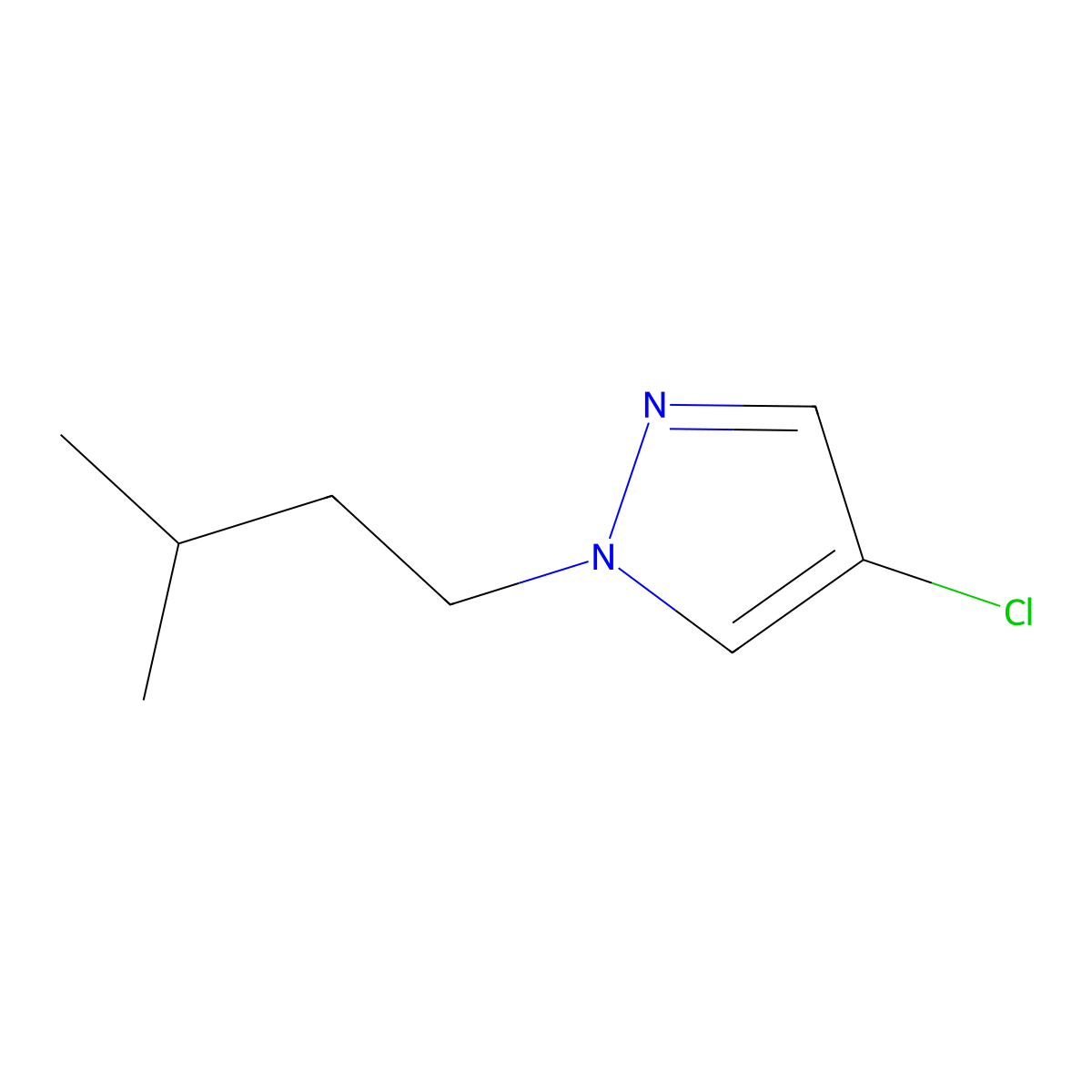 4-chloro-1-(3-methylbutyl)-1H-pyrazole molecular structure, CAS 1849237-98-4