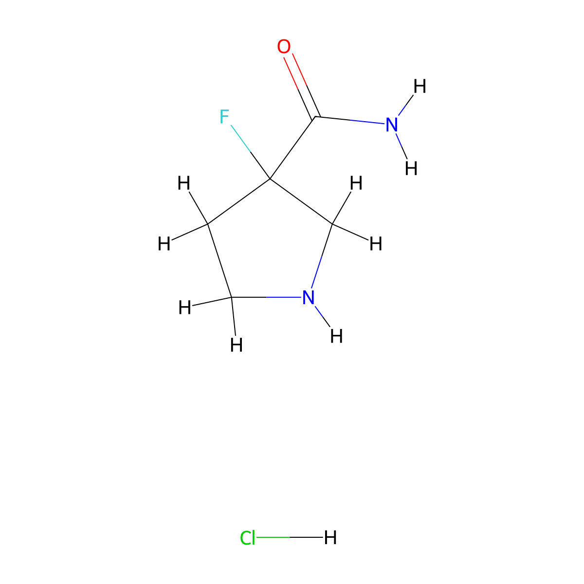 3-Fluoropyrrolidine-3-carboxamidehydrochloride molecular structure, CAS 1849252-27-2