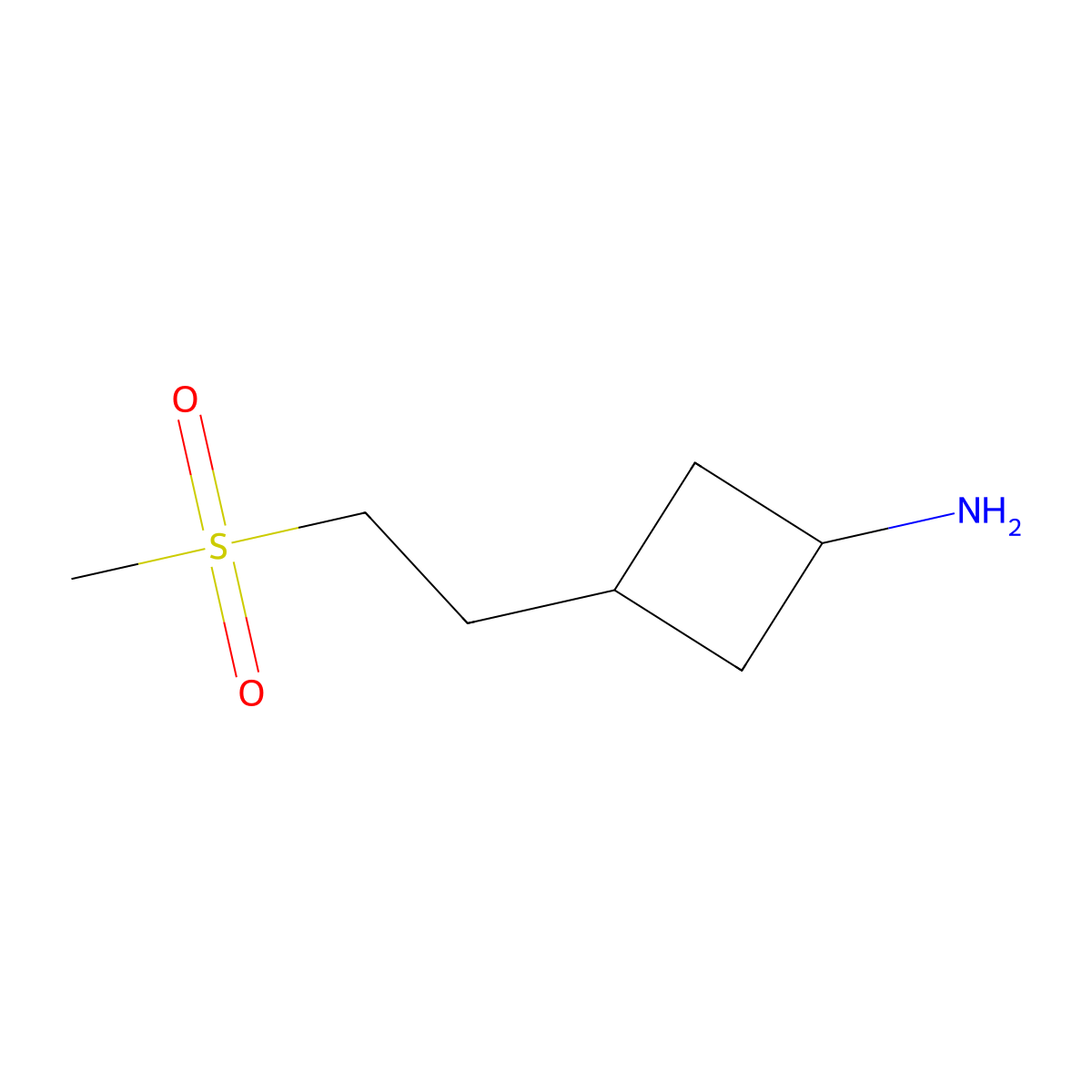 3-(2-Methanesulfonylethyl)cyclobutan-1-amine molecular structure, CAS 1849257-52-8