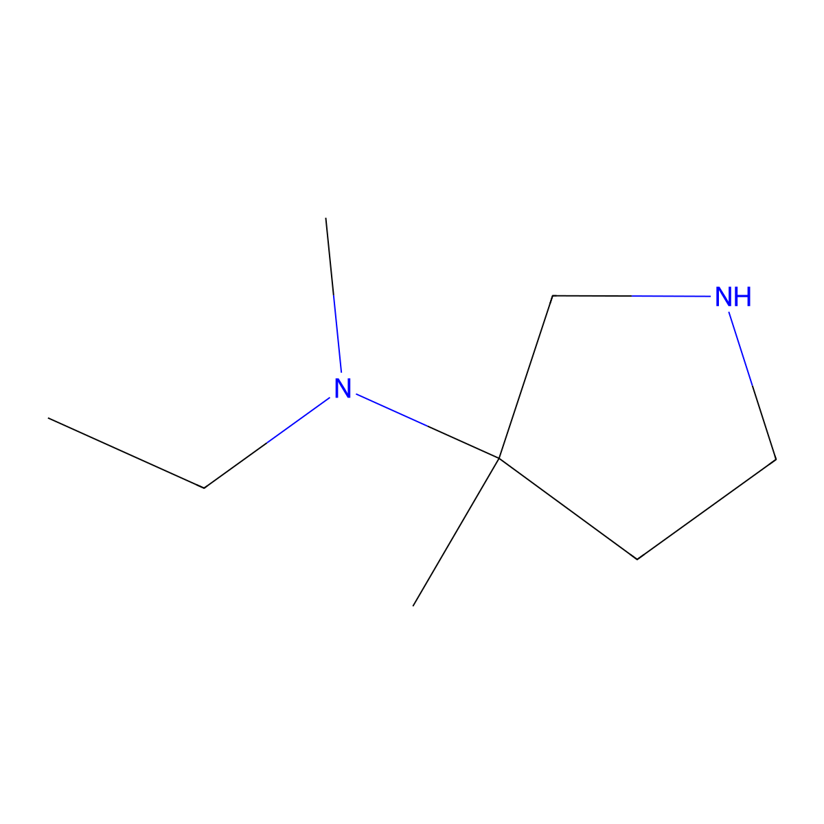 N-ethyl-N,3-dimethylpyrrolidin-3-amine molecular structure, CAS 1849264-58-9