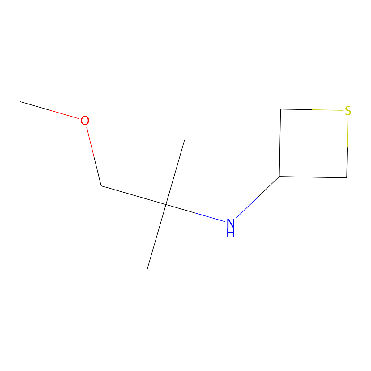 N-(1-Methoxy-2-methylpropan-2-yl)thietan-3-amine molecular structure, CAS 1849264-82-9