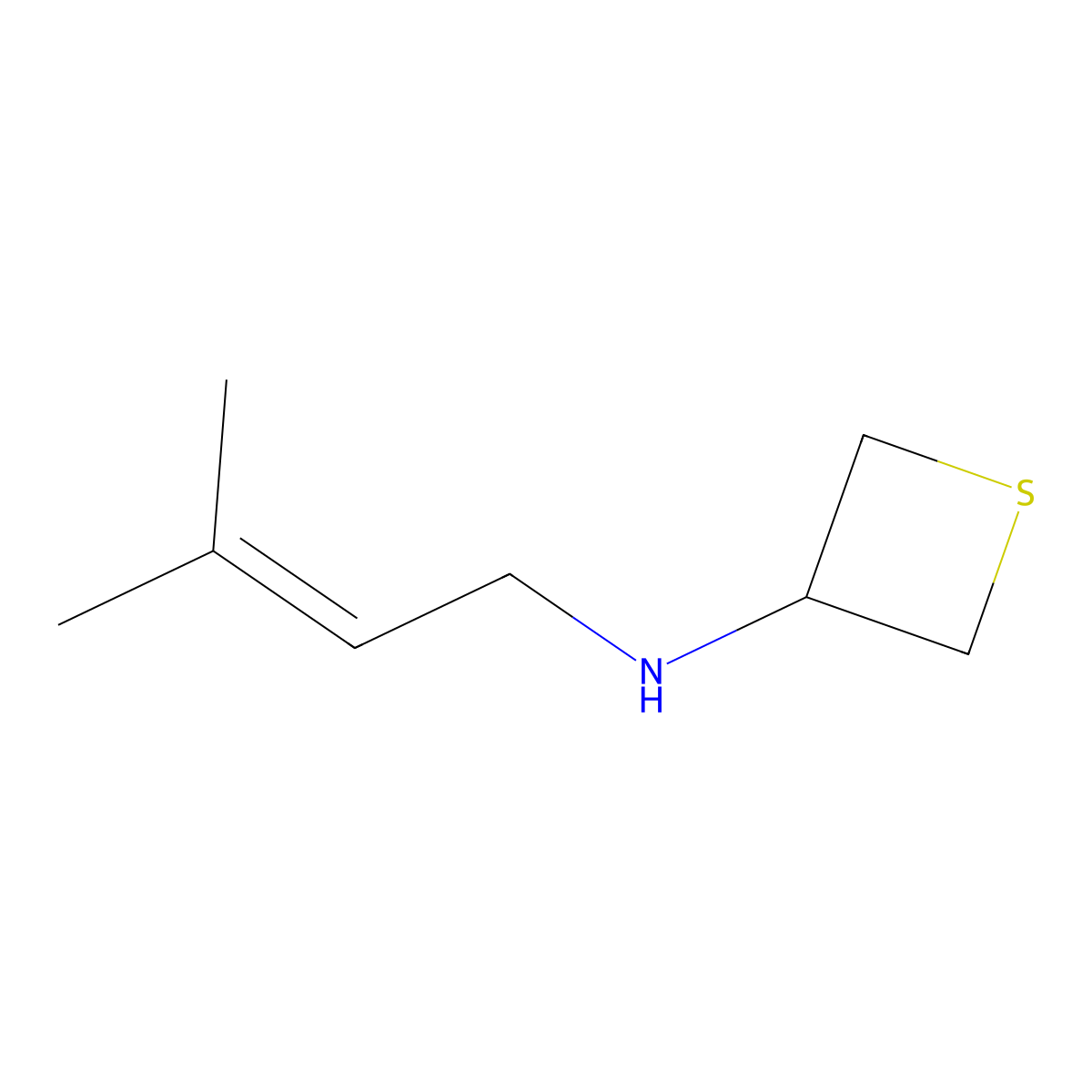 N-(3-Methylbut-2-en-1-yl)thietan-3-amine molecular structure, CAS 1849268-91-2