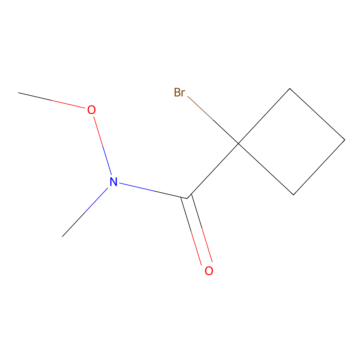 1-Bromo-N-methoxy-N-methylcyclobutane-1-carboxamide molecular structure, CAS 1849276-71-6