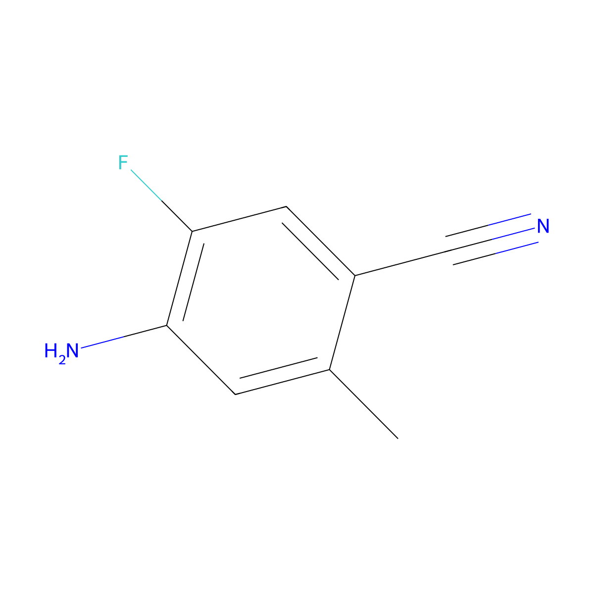 4-Amino-5-fluoro-2-methylbenzonitrile molecular structure, CAS 1849279-50-0