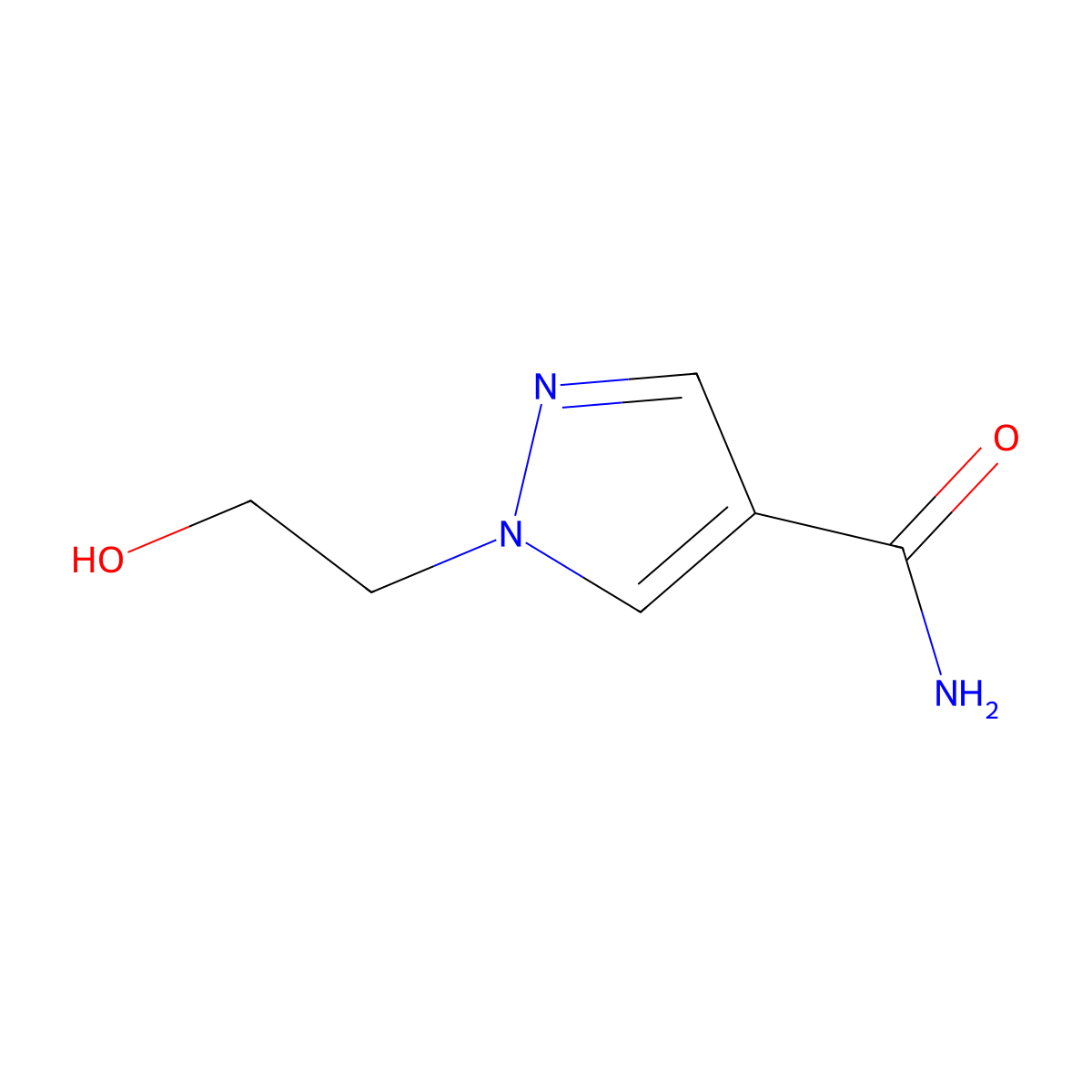 1-(2-hydroxyethyl)-1H-pyrazole-4-carboxamide molecular structure, CAS 1849283-80-2