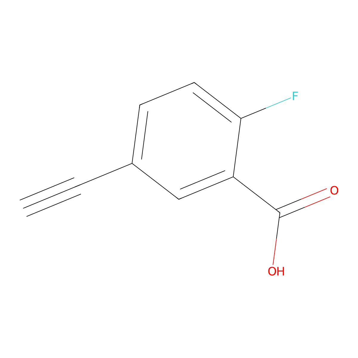 5-Ethynyl-2-fluorobenzoic acid molecular structure, CAS 1849285-25-1