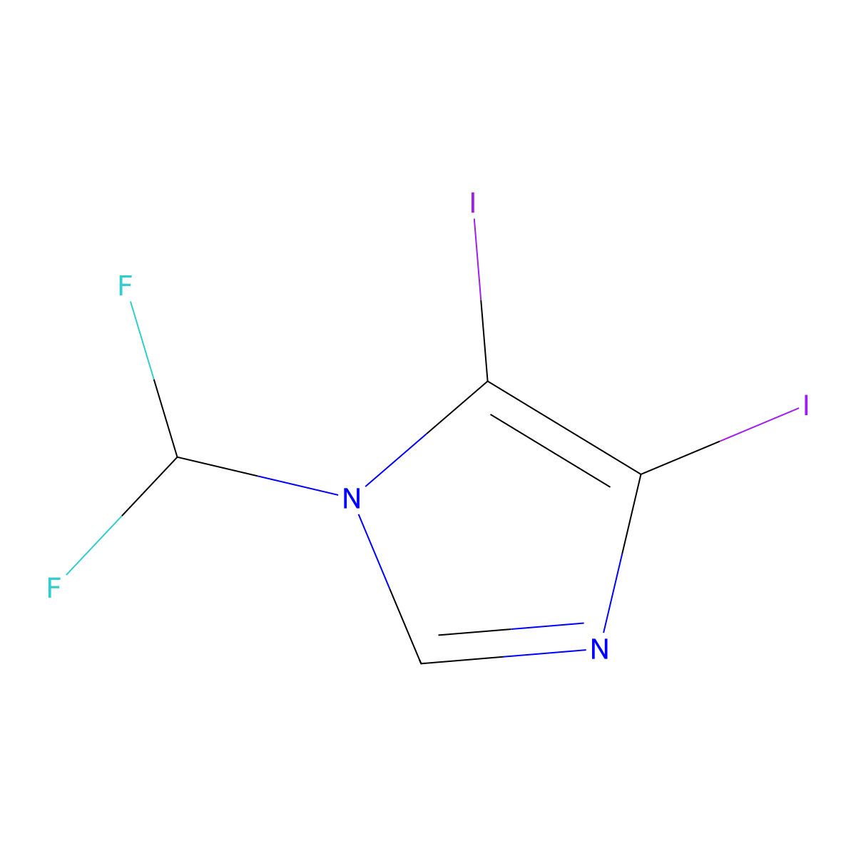 1-(difluoromethyl)-4,5-diiodo-1H-imidazole molecular structure, CAS 1849287-74-6