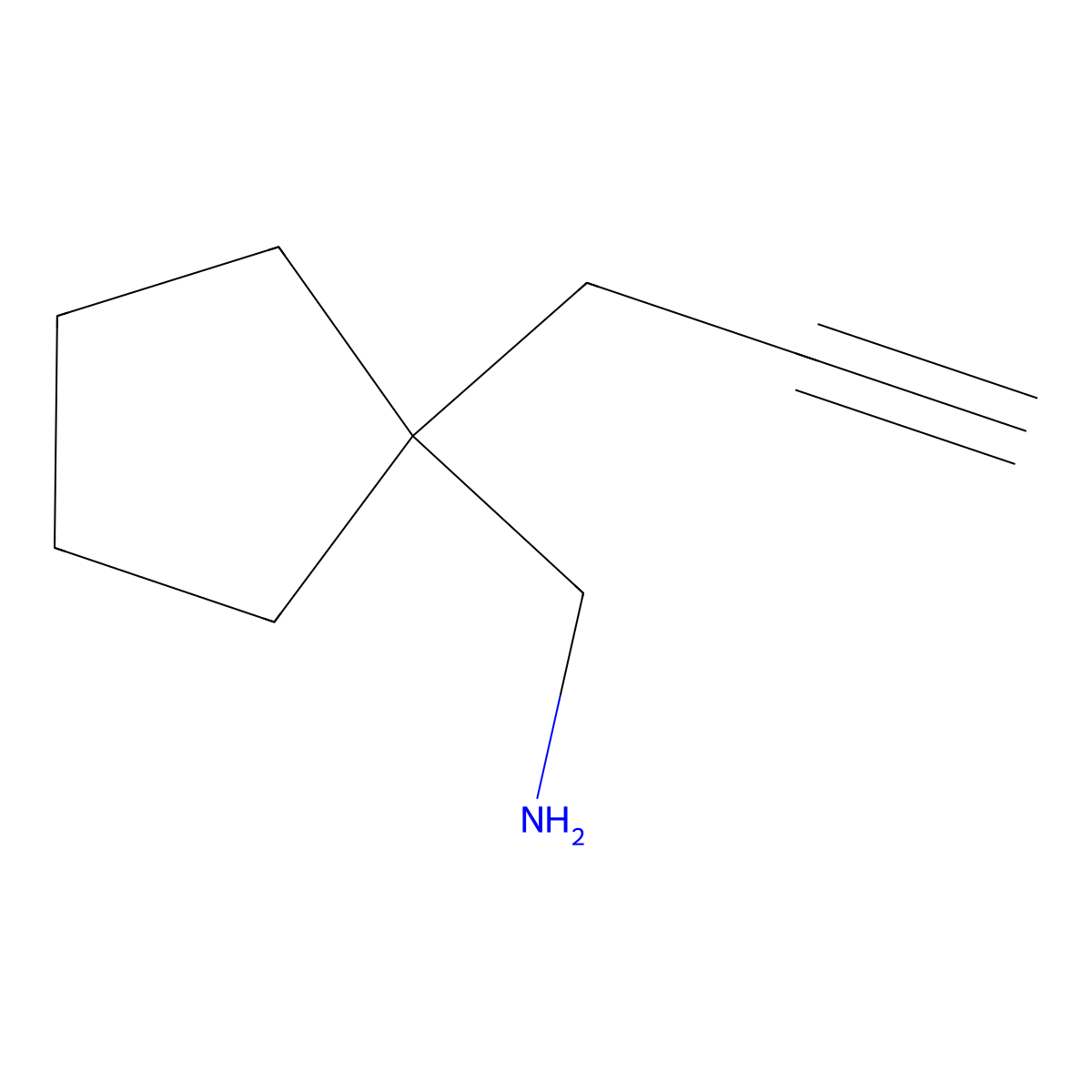 1-[1-(Prop-2-yn-1-yl)cyclopentyl]methanamine molecular structure, CAS 1849289-09-3