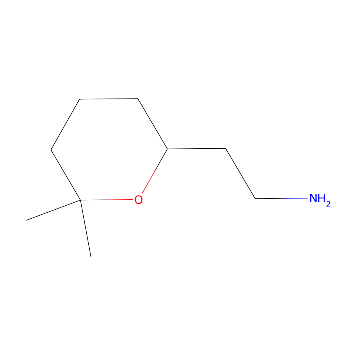 2-(6,6-Dimethyloxan-2-yl)ethan-1-amine molecular structure, CAS 1849296-78-1